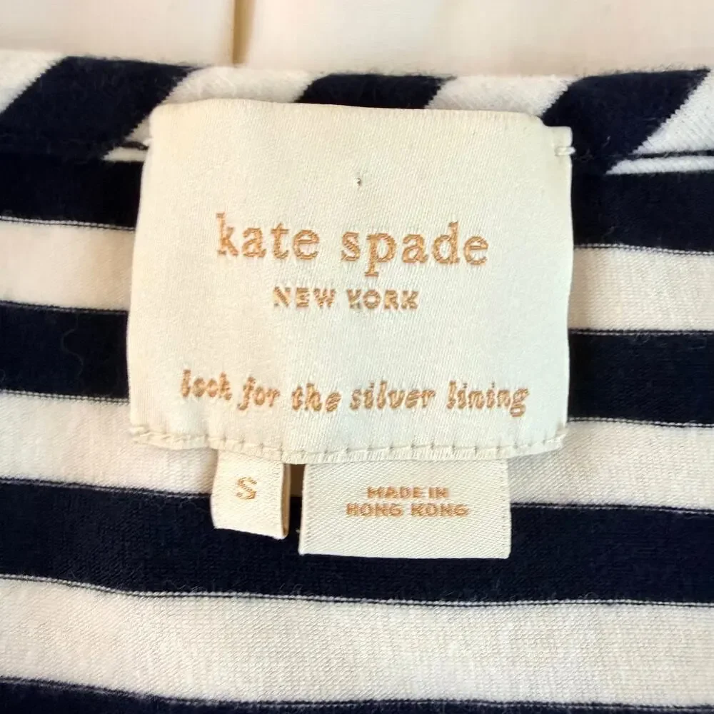 Kate Spade Navy White Stripe Rosette Jersey Dress Womens S Cotton